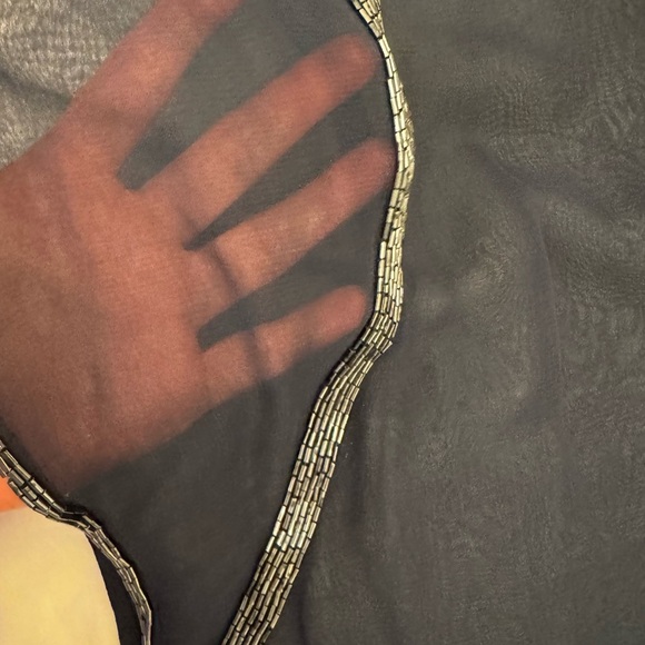 Celine Kay Navy Sheer Short Sleeve Embellished Blouse Women’s‎ L NWT - Picture 4 of 6